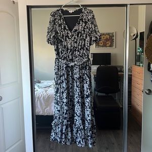 Calvin Klein short sleeve floral maxi dress